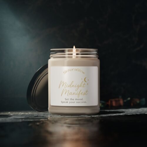 Scented Soy Candle - Midnight Manifest | Aromatherapy Gift, Home Décor, Relaxation, Office Essentials, Self-Care, Motivational